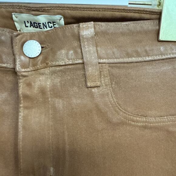 L’AGENCE Margot High Rise‎ Cropped Skinny Jeans Size 30 Java Coated Stretch - Picture 12 of 13